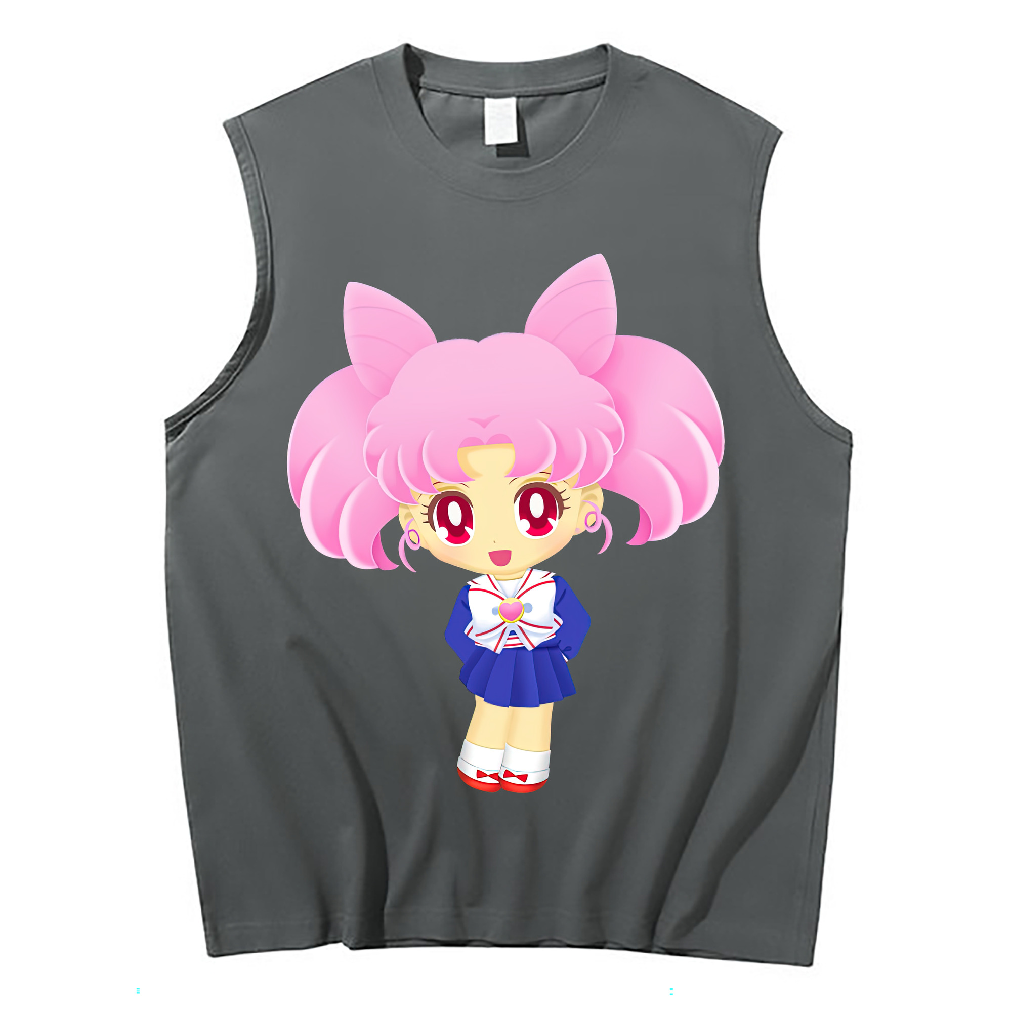 （画像用） 美少女戦士セーラームーン ちびうさ Sailor Moon Chibiusa Tsukino Usagi Small Lady Serenity コットン100％タンクトップ（フロントプリント）